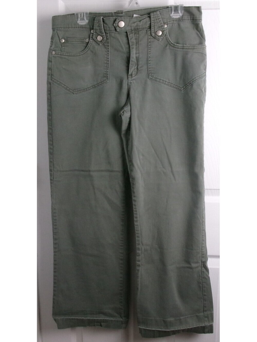 Fashion Bug Stretch Wide Leg Pants Womens 14 Olive Green Cotton Y2K Casual